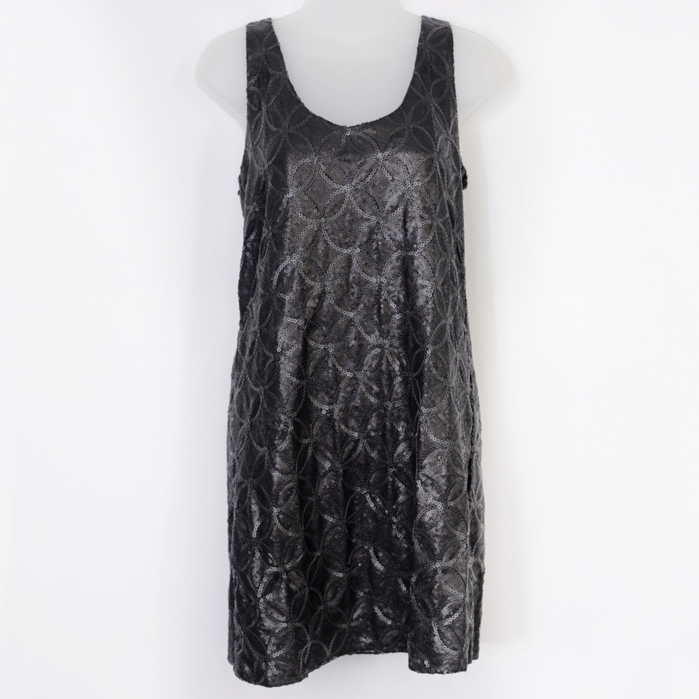 Sequin Beaded Black Mini Dress Small